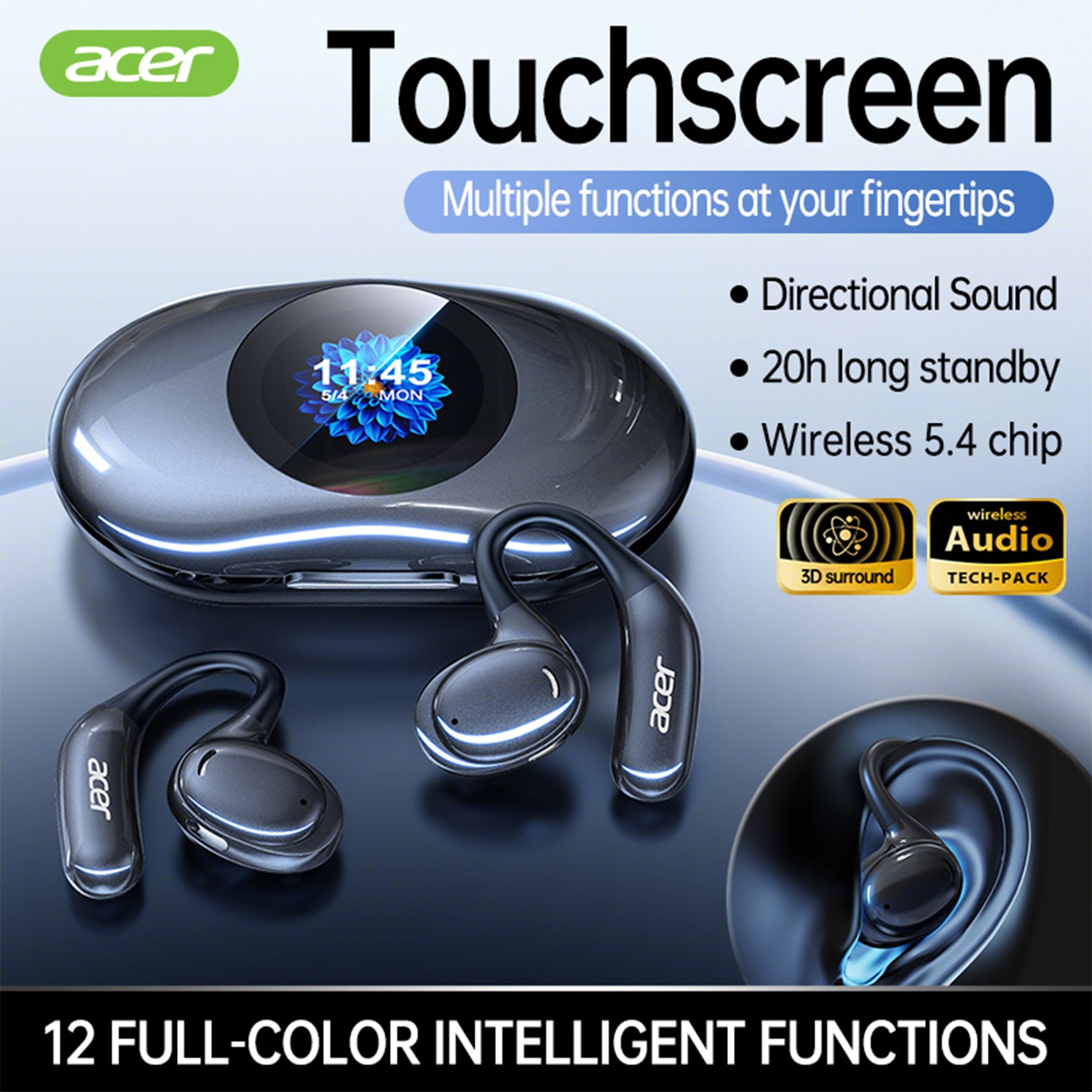 Acer OHR539 Wireless Earbuds Hanging Ear Sports Running Sweat Proof High Quality HIFI Audiophile Headphones
