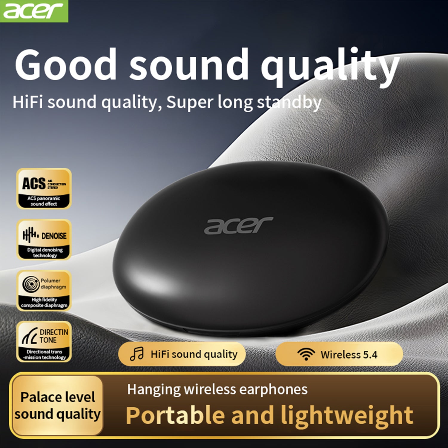 Acer OHR540 Wireless Earbuds 2025 New Clip On Ear Sports Running Long Life High Sound Quality