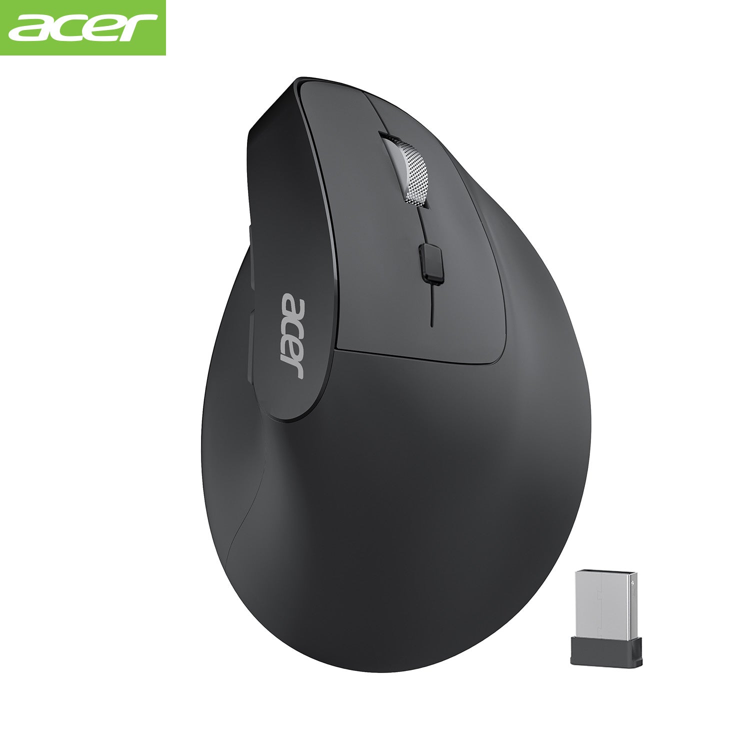 Acer Mouse OMR241 Acer Ergonomic Mouse Wireless, 1000/1200/1600 Adjustable DPI Vertical Mouse with 6 Buttons, Rechargeable Ergo Mice with 2.4GHz USB Receiver for Computer, Laptop, PC, iMac and Desktop