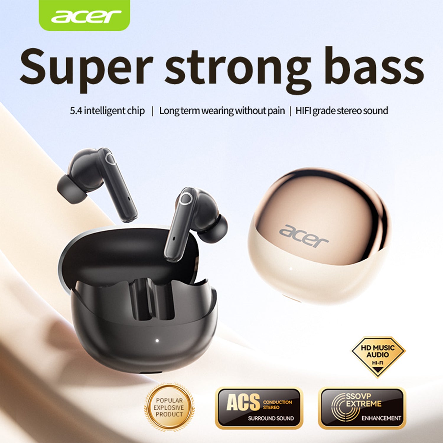 Acer OHR546 Wireless Earbuds HiFi High-definition Stereo Sound Comprehensive Compatibility