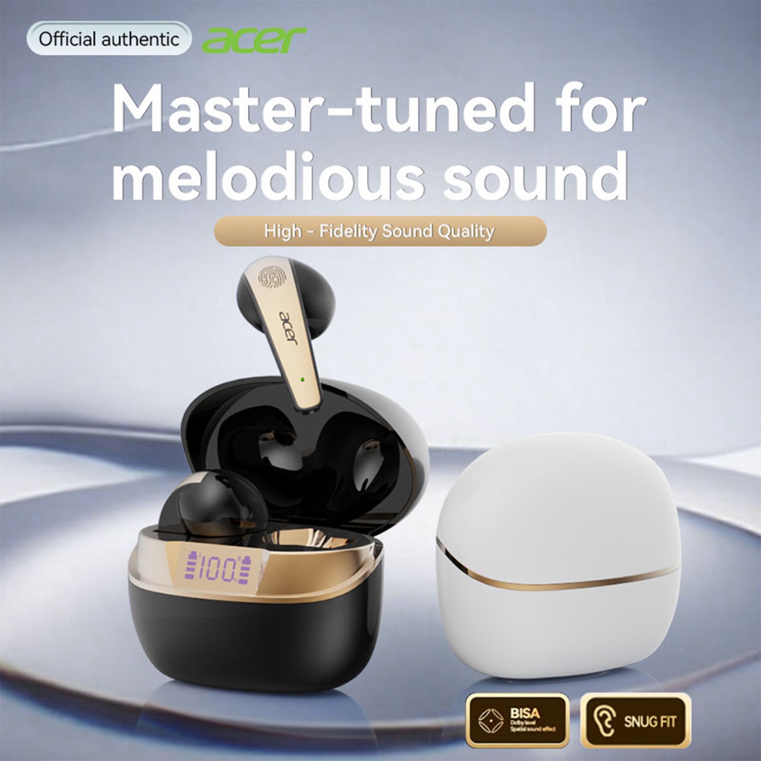 Acer OHR554 Wireless Earbuds HiFi High-definition Stereo Sound Extra Large Dynamic Circle